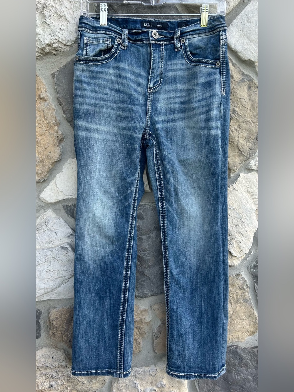 Buckle BKE Hudson Jeans Boys Size 12 Adjustable Waist Medium Wash Thick Stitch